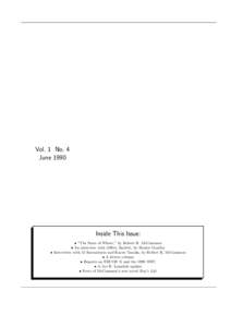 Vol. 1 No. 4 June 1990 Inside This Issue: • “The State of Where,” by Robert R. McCammon • An interview with Jeffrey Sackett, by Hunter Goatley