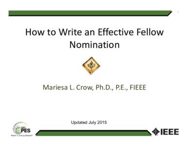 Microsoft PowerPoint - PES Fellows Presentation Mariesa Crow