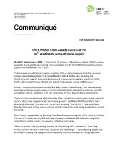 Minister of Advanced Education and Literacy / Calgary / Competitions / World Skills / Patrick Rouble