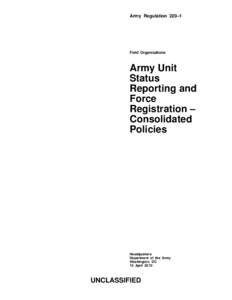Army Regulation 220–1  Field Organizations Army Unit Status