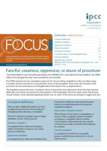 FOCUS ISSUE TWO Quick links: inside this issue Complaint definitions