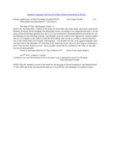 Southern Campaign American Revolution Pension Statements & Rosters Pension Application of David Gooding (Goodin) R4109 Transcribed and annotated by C. Leon Harris. Ann (Anna) Goodin