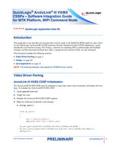 QuickLogic® ArcticLink® III VX/BX CSSPs – Software Integration Guide for MTK Platform, MIPI Command Mode ••••••  QuickLogic Application Note 99