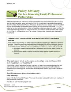 Policy Advisory- The Law Governing Family-Professional Partnerships