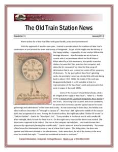 The Old Train Station News Newsletter 11 January[removed]Warm wishes for a New Year filled with good health, peace and contentment!