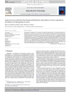 Long-term sex selective hormonal and behavior alterations in mice exposed to low doses of chlorpyrifos in utero