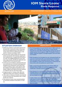 IOM Sierra Leone  Ebola Response SITUATION REPORT | Issue 10 | 1-7 February 2015
