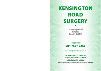 Kensington Road Surgery ●  148 Kensington Road