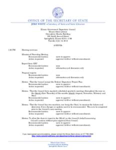 Illinois Government Depository Council Meeting Agenda July 16, 2013