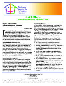 Quick Steps  Information to Help Your Stepfamily Thrive Stepdad as Father’s Ally: Mission Impossible or Great Idea?