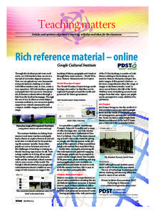 InTouchSept_2014_DC_Layout:25 Page 55  Teaching matters Articles and opinions on primary teaching, with tips and ideas for the classroom  Rich reference material – online