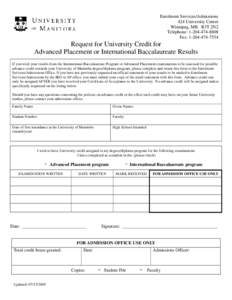 Request for University Credit for