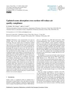 Atmos. Chem. Phys., 15, 13627–13632, 2015 www.atmos-chem-phys.netdoi:acp © Author(sCC Attribution 3.0 License.  Updated ozone absorption cross section will reduce air