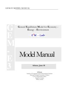 GEM-E3 MODEL MANUAL  G E M - Model Manual