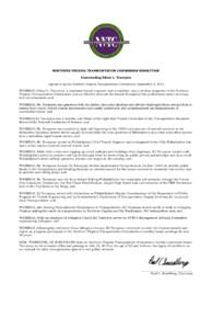 NORTHERN VIRGINIA TRANSPORTATION COMMISSION RESOLUTION Commending Edson L. Tennyson Agreed to by the Northern Virginia Transportation Commission September 4, 2014 WHEREAS, Edson L. Tennyson, a renowned transit engineer a