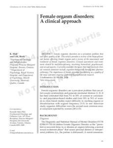 Urodinamica 14: 99-104, [removed]Urodinamica 14: 99-104, 2004) ©2004, Editrice Kurtis. Female orgasm disorders: A clinical approach