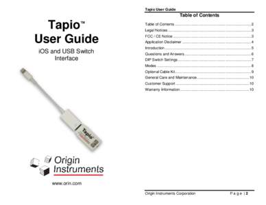 Tapio User Guide  Table of Contents Tapio User Guide