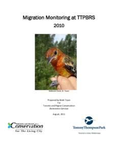Migration Monitoring at TTPBRS 2010 Baltimore Oriole (B. Tryon)  Prepared by Brett Tryon