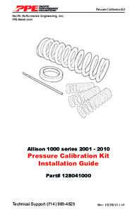 Pressure Calibration Kit Pacific Performance Engineering, Inc. PPEdiesel.com Allison 1000 series