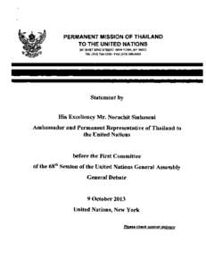 PERMANENT MISSION OF THAILAND TO THE UNITED NATIONS 351 EAST 52ND STREET- NEW YORK, NY[removed]TEL[removed]·2230· FAX[removed]Statement by