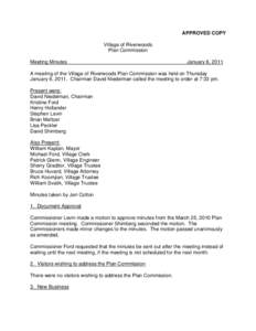 APPROVED COPY Village of Riverwoods Plan Commission Meeting Minutes  January 6, 2011