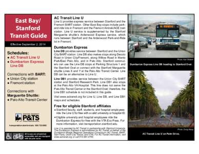 East Bay/ Stanford Transit Guide Effective September 2, 2014  AC Transit Line U