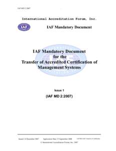 IAF MD 2:[removed]International Accreditation Forum, Inc.