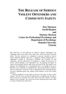The release of serious violent offenders and community safety