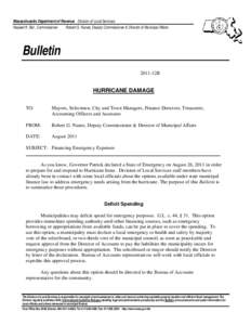 Massachusetts Department of Revenue Division of Local Services Navjeet K. Bal , Commissioner Robert G. Nunes, Deputy Commissioner & Director of Municipal Affairs  Bulletin