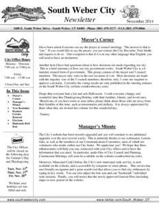 South Weber City Newsletter NovemberManager’s