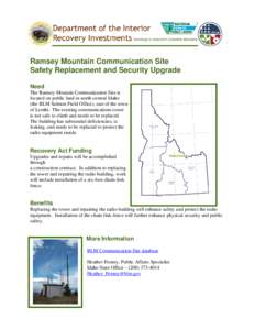       Ramsey Mountain Communication Site Safety Replacement and Security Upgrade