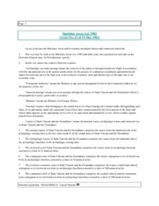 Page 1  Maritime Areas Act, [removed]Act No. 15 of 19 May[removed]An act to declare the Maritime Areas and for matters incidental thereto and connected therewith.