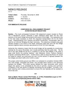 State of California • Department of Transportation  __________________________________________________________ NEWS RELEASE[removed]