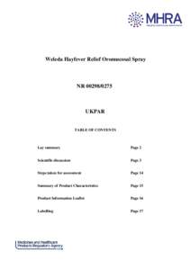 Weleda Hayfever Relief Oromucosal Spray  NR[removed]UKPAR