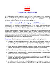 Living Wage Act Fact Sheet