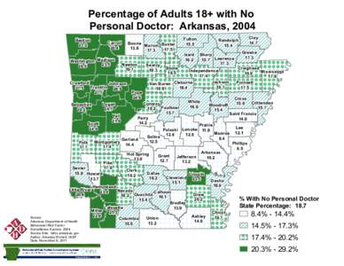 Percentage of Adults 18+ with No Personal Doctor: Arkansas, 2004 Benton[removed]Carroll