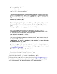 2015 Prequalification of Horizontal Construction Firms Frequently Asked Questions