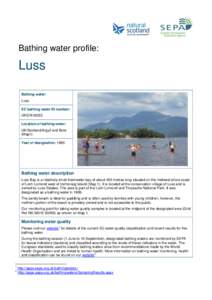 Bathing water profile:  Luss Bathing water: Luss EC bathing water ID number: