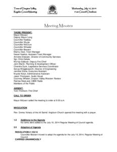 Town of Drayton Valley  Wednesday, July 16, 2014 Regular Council Meeting