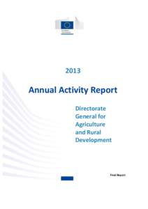 2013  Annual Activity Report Directorate General for Agriculture