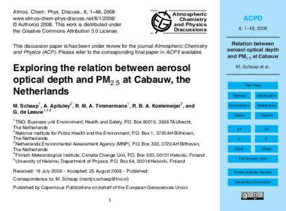 Atmos. Chem. Phys. Discuss., 8, 1–48, 2008 www.atmos-chem-phys-discuss.net/ © Author(sThis work is distributed under the Creative Commons Attribution 3.0 License.  Atmospheric