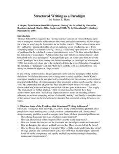 Structured Writing as a Paradigm by Robert E. Horn A chapter from Instructional Development: State of the Art edited by Alexander