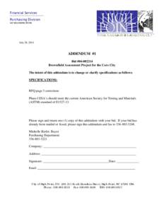 Financial Services Purchasing Division MICHELLE KIEFER, BUYER July 28, 2014