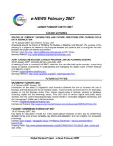 GCP: Global Carbon Project e-NEWS February, 2007.
