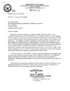 U.S. Army Corps of Engineers, San Francisco District MEMORANDUM FOR RECORD FILE NUMBER: 252600S PROJECT: Port of Oakland, Oakland International Airport JD Appeal DATE: January 19, 2010, revised April 7, 2010