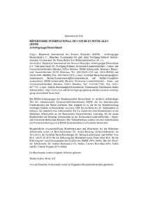 JahresberichtRÉPERTOIRE INTERNATIONAL DES SOURCES MUSICALES (RISM) Arbeitsgruppe Deutschland Träger: Répertoire International des Sources Musicales (RISM) - Arbeitsgruppe