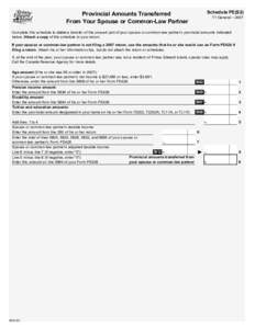 Schedule PE(S2)  Provincial Amounts Transferred From Your Spouse or Common-Law Partner  T1 General – 2007