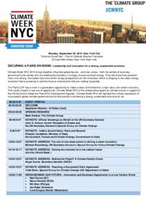 Monday, September 28, 2015, New York City Florence Gould Hall – French Institute Alliance Française 55 East 59th Street, New York, New York SECURING A PARIS DIVIDEND: Leadership and innovation for a strong, sustainabl