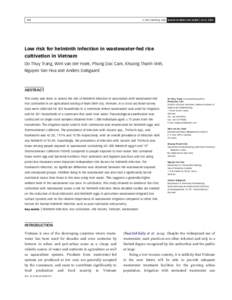 Q IWA Publishing 2006 Journal of Water and Health | 04.3 | Low risk for helminth infection in wastewater-fed rice cultivation in Vietnam