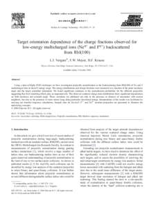 Surface & Coatings Technology – 24 www.elsevier.com/locate/surfcoat Target orientation dependence of the charge fractions observed for low-energy multicharged ions (Neq+ and Fq+) backscattered from RbI(10